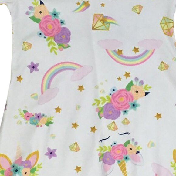 Little Girls Cold Shoulder Unicorn Stars Birthday Party Flower Girl Dress 2-8 - Picture 2 of 4